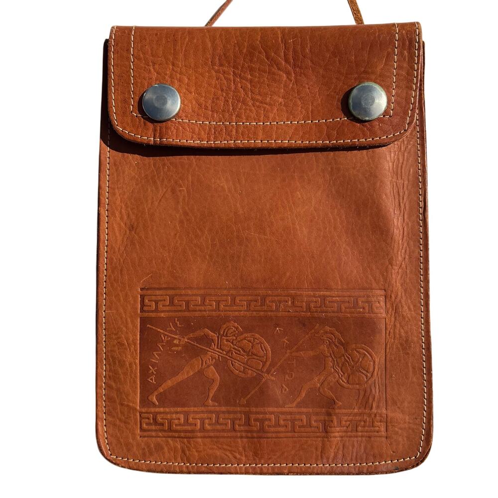 Vintage Leather Crossbody Pouch Bag Wallet Made in Greece Unisex